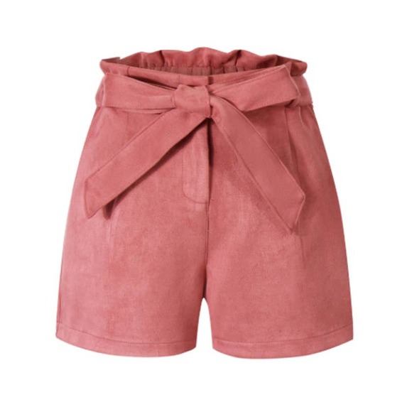 Faux Suede Belted Paper Bag Waist Shorts- Size XL - Picture 1 of 4
